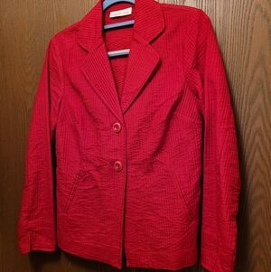 Coldwater Creek Vibrant Red Cotton/Silk Textured Blazer SIZE 4